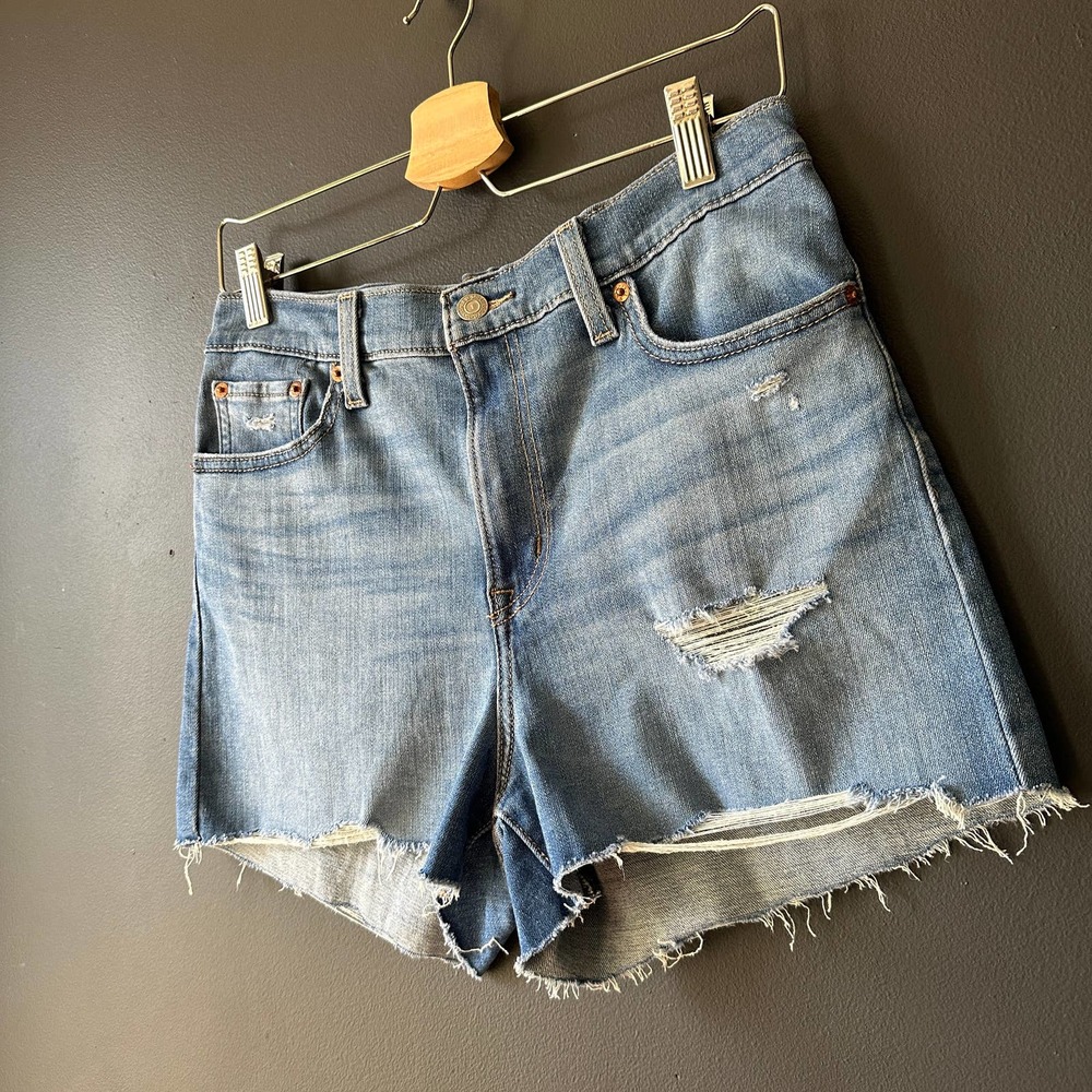 Levi's High Rise Shorts Blue Jean Short Distressed Size 29 - Picture 13 of 13
